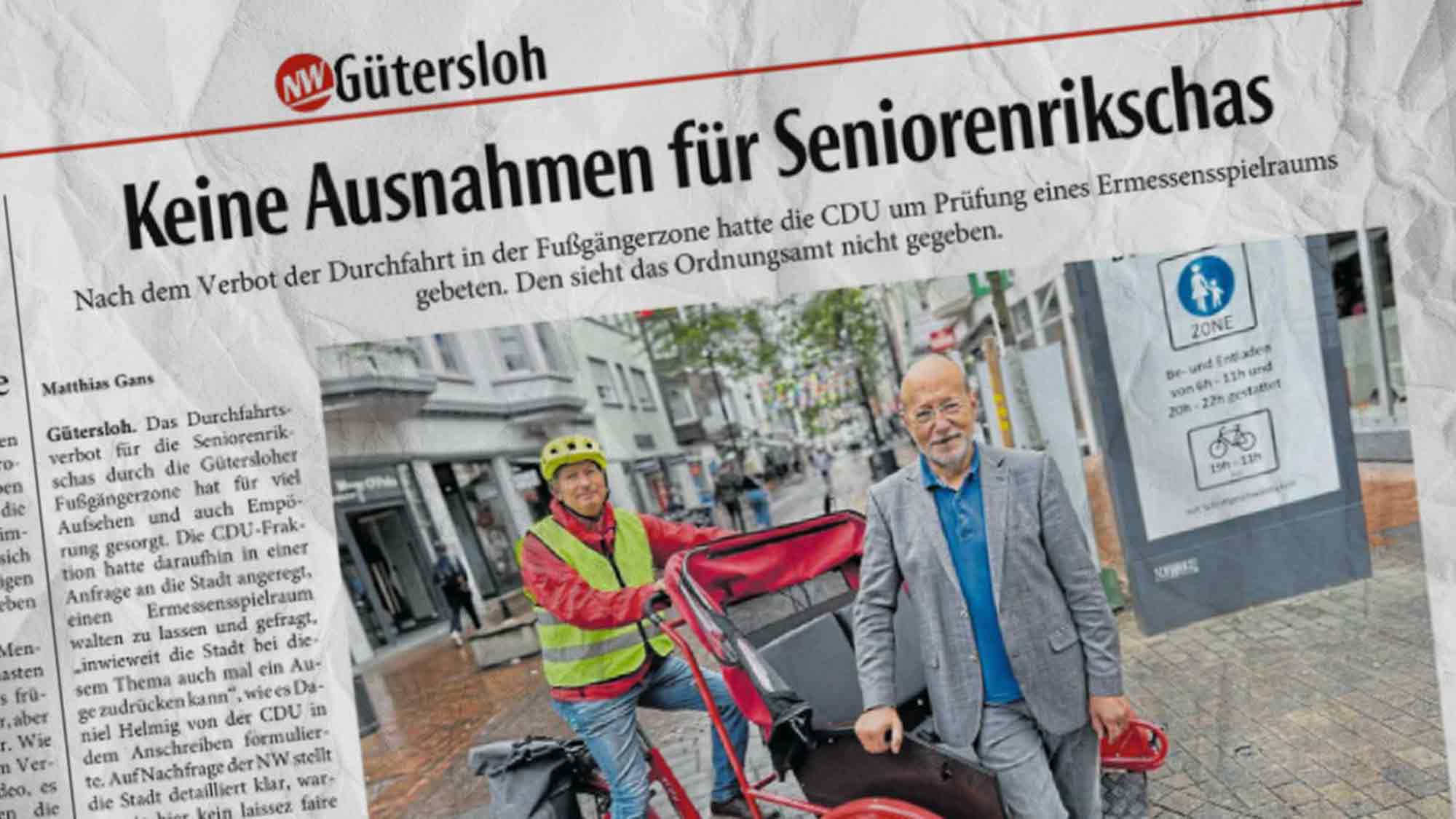 Gütsel Presseschau am 1. August 2025: Fahrradrikschas in der Fußgängerzone Mittlere Berliner Straße