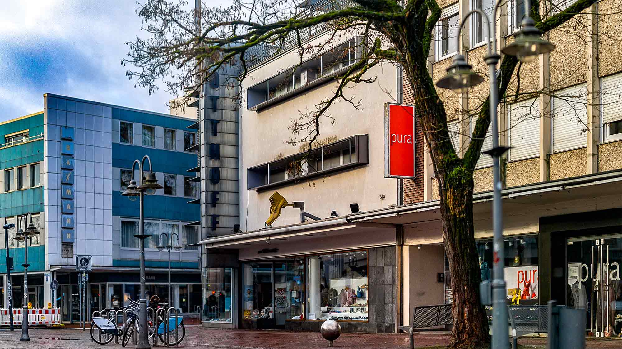 NOW Commons: Fußgängerzone Berliner Straße, Blick Richtung Schuhgeschäft Potthoff, Münsterstraße, Obere Berliner Straße