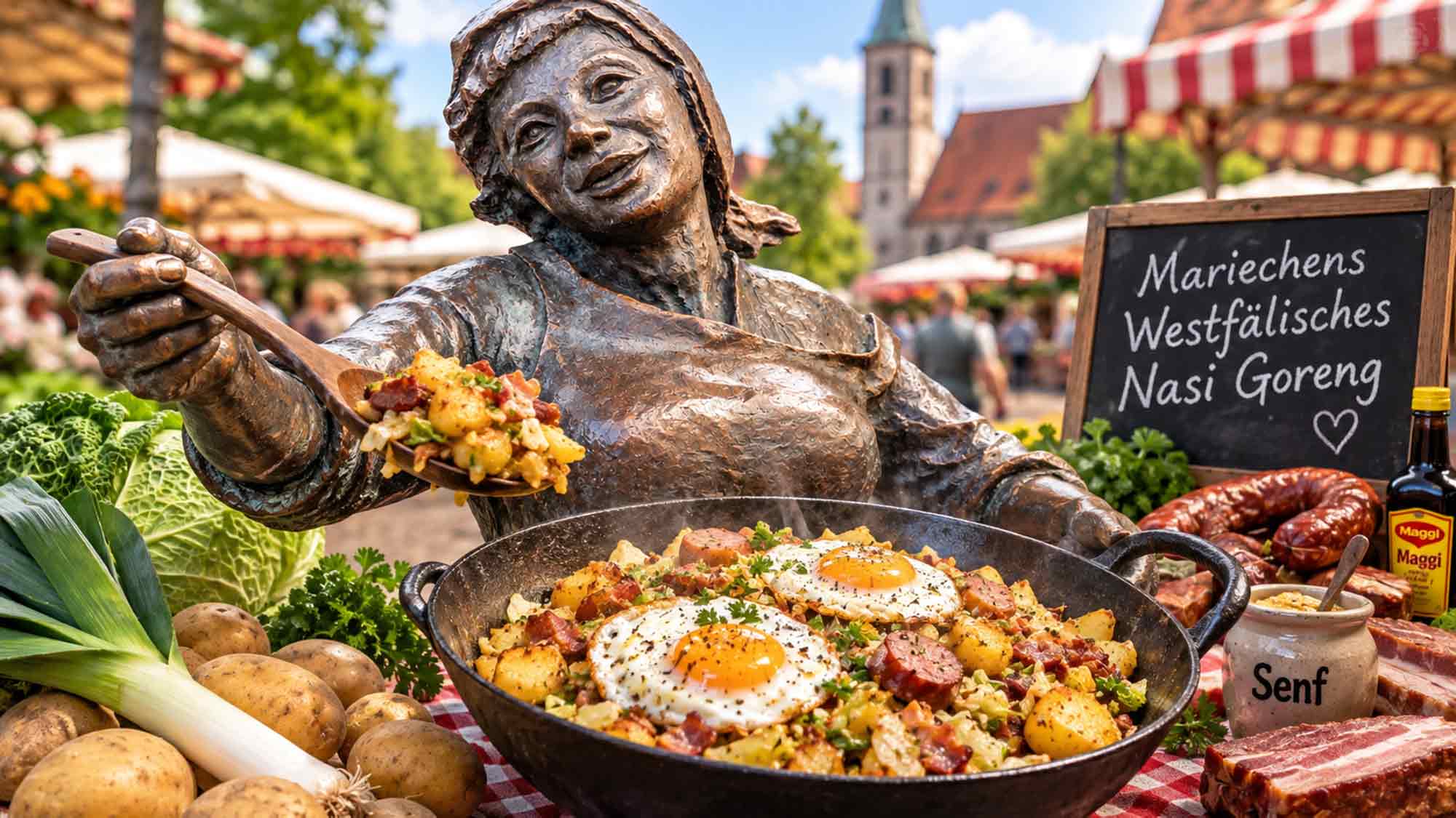 Rezept für Mariechens Westfälisches Nasi Goreng vom Gütersloher Mariechenmarkt Rezept für Mariechens Westfälisches Nasi Goreng vom Gütersloher Mariechenmarkt
