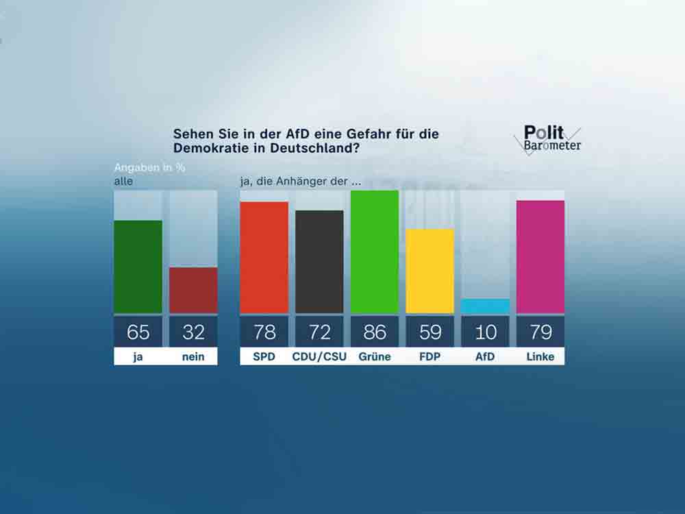 ZDF Politbarometer Juni II 2023, Projektion: sogenannte »AFD« vor SPD, Mehrheit: geplante Erhöhung des Mindestlohns zu niedrig
