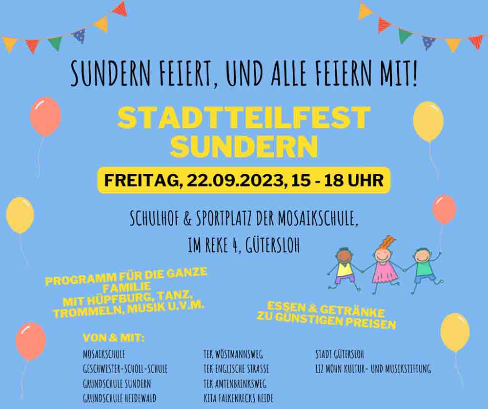 Gütersloh: ein Fest der Begegnungen zwischen den Generationen, Stadtteilfest Sundern, 22. September 2023
