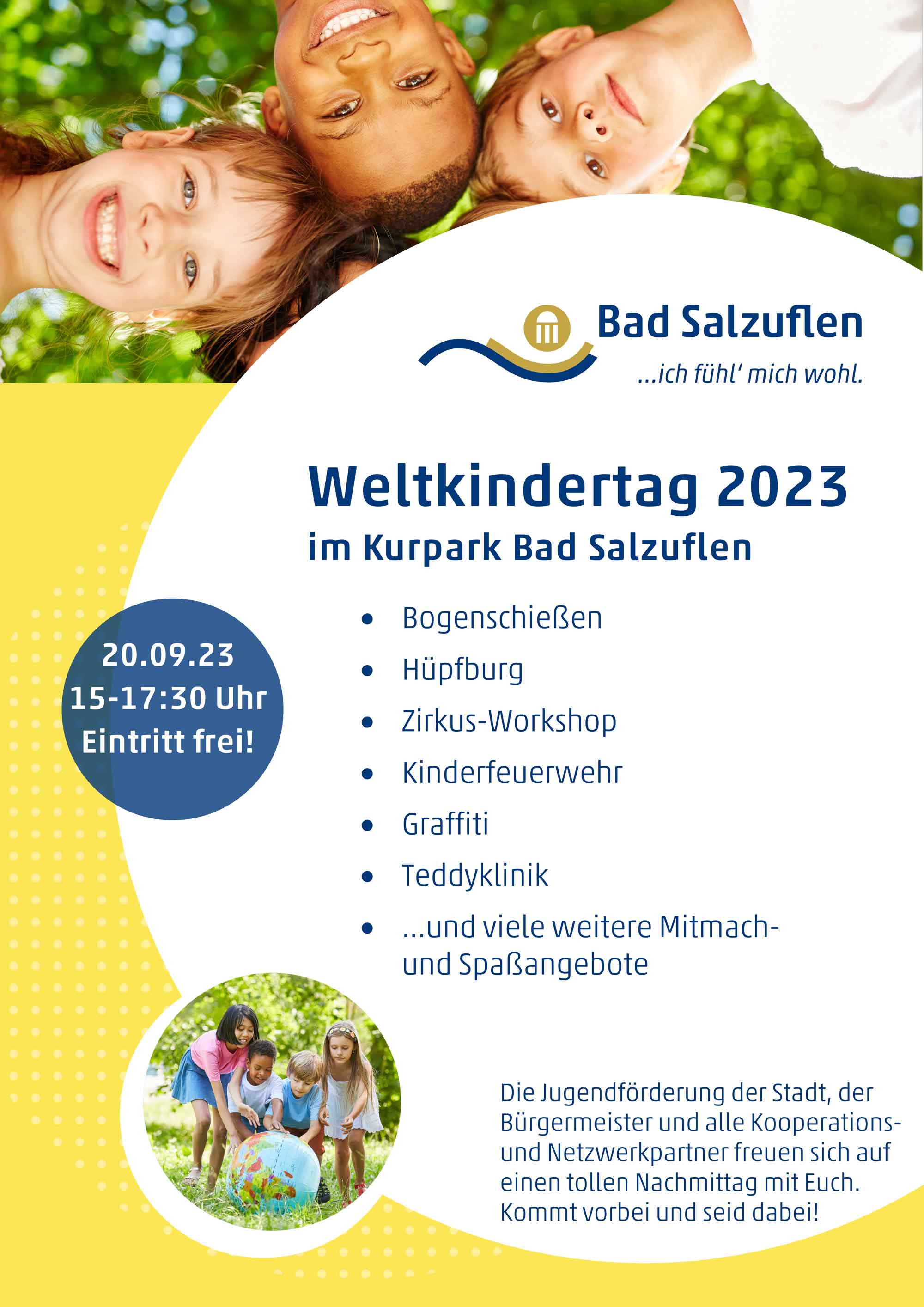 Weltkindertag 2023 im Kurpark Bad Salzuflen, buntes Programm von 15 bis 17.30 Uhr bei freiem Eintritt, 20. September 2023