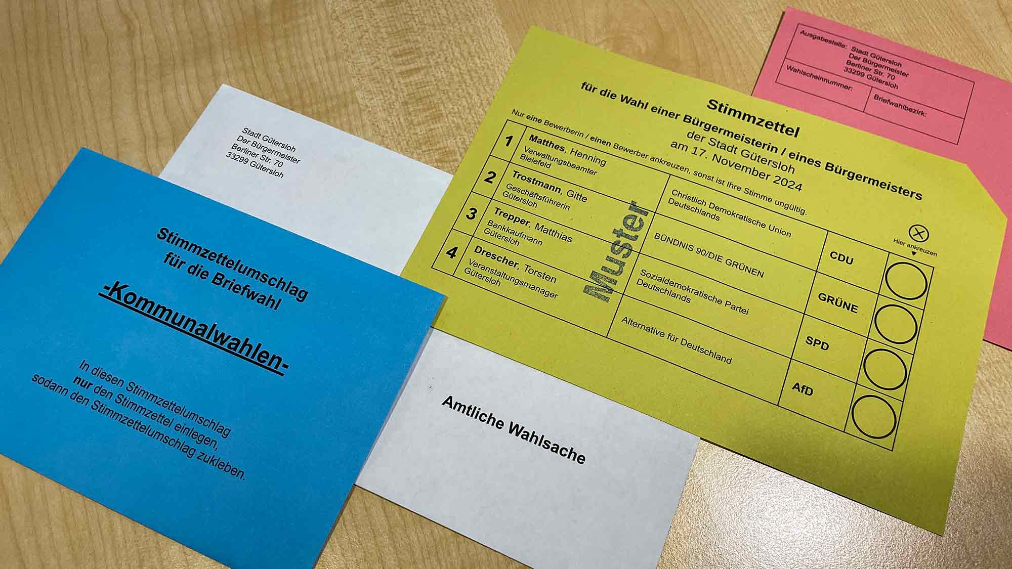 Gütersloh: Briefwahl beginnt, Wahlbenachrichtigungen werden zeitnah versandt, Hauptwahl läuft am Sonntag, 17. November 2024 Gütersloh: Briefwahl beginnt, Wahlbenachrichtigungen werden zeitnah versandt, Hauptwahl läuft am Sonntag, 17. November 2024